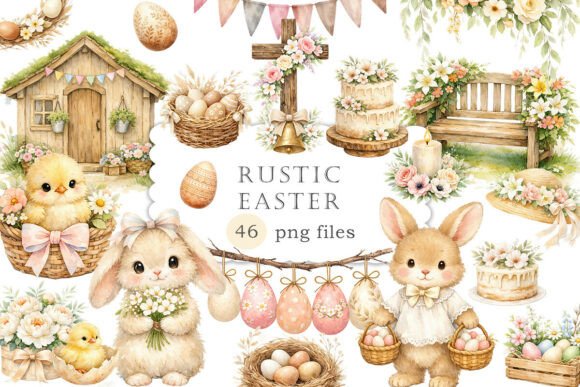 Download Watercolor Rustic Easter Clipart PNG - Rustic easter clipart Collection