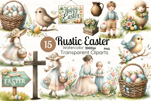 Download Watercolor Rustic Easter Clipart - Rustic easter clipart Collection